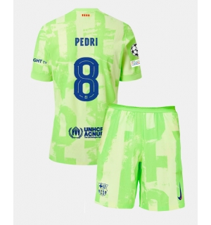Barcelona Pedri Gonzalez #8 Tredjedraktsett Barn 2024-25 Kortermet (+ Korte bukser)