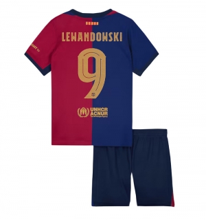 Barcelona Robert Lewandowski #9 Hjemmedraktsett Barn 2024-25 Kortermet (+ Korte bukser)