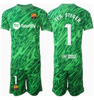 Barcelona Ter Stegen #1 Keeper Bortedraktsett Barn 2024-25 Kortermet (+ Korte bukser)