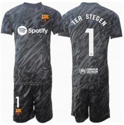 Barcelona Ter Stegen #1 Keeper Tredjedraktsett Barn 2024-25 Kortermet (+ Korte bukser)