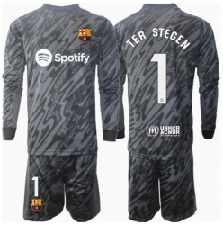 Barcelona Ter Stegen #1 Keeper Tredjedraktsett Barn 2024-25 Langermet (+ Korte bukser)
