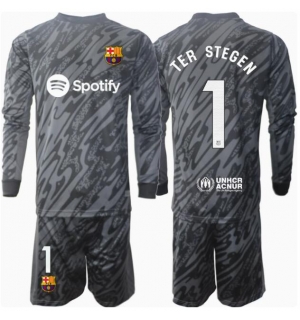 Barcelona Ter Stegen #1 Keeper Tredjedraktsett Barn 2024-25 Langermet (+ Korte bukser)