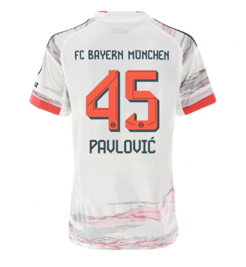 Bayern Munich Aleksandar Pavlovic #45 Bortedrakt Dame 2025-26 Kortermet Bayern Munich Aleksandar Pavlovic #45 Bortedrakt Dame 2025-26 Kortermet