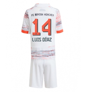 Bayern Munich Luis Diaz #14 Bortedraktsett Barn 2025-26 Kortermet (+ Korte bukser)