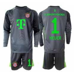Bayern Munich Manuel Neuer #1 Keeper Bortedraktsett Barn 2025-26 Langermet (+ Korte bukser)