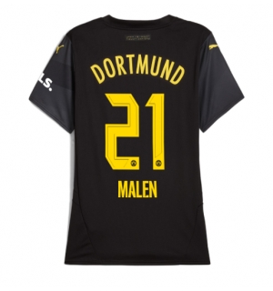 Borussia Dortmund Donyell Malen #21 Bortedrakt Dame 2024-25 Kortermet