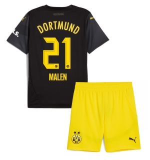 Borussia Dortmund Donyell Malen #21 Bortedraktsett Barn 2024-25 Kortermet (+ Korte bukser)