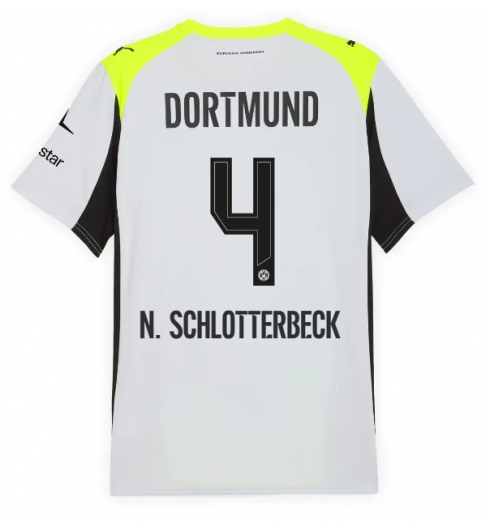 Borussia Dortmund Nico Schlotterbeck #4 Bortedrakt 2025-26 Kortermet Borussia Dortmund Nico Schlotterbeck #4 Bortedrakt 2025-26 Kortermet
