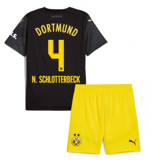 Borussia Dortmund Nico Schlotterbeck #4 Bortedraktsett Barn 2024-25 Kortermet (+ Korte bukser)