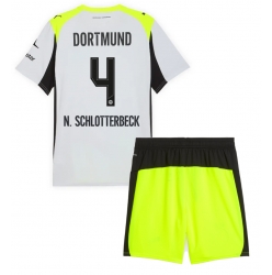 Borussia Dortmund Nico Schlotterbeck #4 Bortedraktsett Barn 2025-26 Kortermet (+ Korte bukser)
