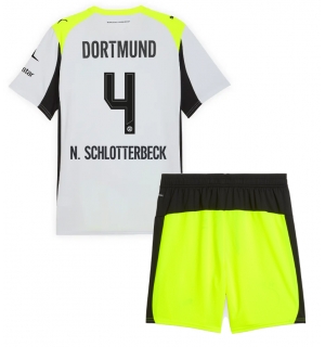Borussia Dortmund Nico Schlotterbeck #4 Bortedraktsett Barn 2025-26 Kortermet (+ Korte bukser)
