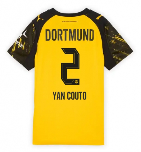 Borussia Dortmund Yan Couto #2 Hjemmedrakt Dame 2025-26 Kortermet Borussia Dortmund Yan Couto #2 Hjemmedrakt Dame 2025-26 Kortermet