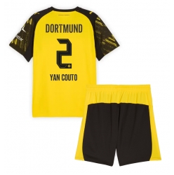 Borussia Dortmund Yan Couto #2 Hjemmedraktsett Barn 2025-26 Kortermet (+ Korte bukser)