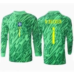 Brasil Alisson Becker #1 Keeper Hjemmedrakt Copa America 2024 Langermet
