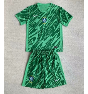 Brasil Keeper Hjemmedraktsett Barn Copa America 2024 Kortermet (+ Korte bukser)