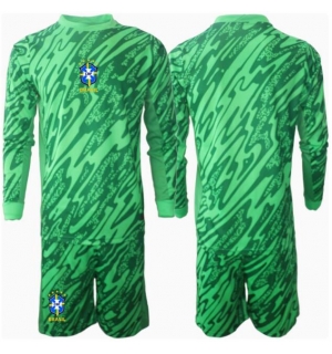 Brasil Keeper Hjemmedraktsett Barn Copa America 2024 Langermet (+ Korte bukser)