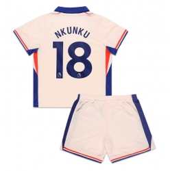 Chelsea Christopher Nkunku #18 Bortedraktsett Barn 2024-25 Kortermet (+ Korte bukser)