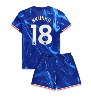 Chelsea Christopher Nkunku #18 Hjemmedraktsett Barn 2024-25 Kortermet (+ Korte bukser)