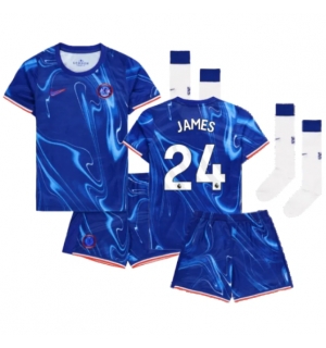 Chelsea Reece James #24 Hjemmedraktsett Barn 2024-25 Kortermet (+ Korte bukser)