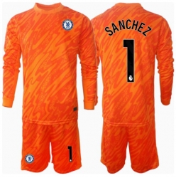 Chelsea Robert Sanchez #1 Keeper Hjemmedraktsett Barn 2024-25 Langermet (+ Korte bukser)