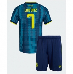 Colombia Luis Diaz #7 Bortedraktsett Barn VM 2026 Kortermet (+ Korte bukser)