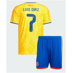 Colombia Luis Diaz #7 Hjemmedraktsett Barn VM 2026 Kortermet (+ Korte bukser)