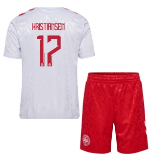 Danmark Victor Kristiansen #17 Bortedraktsett Barn EM 2024 Kortermet (+ Korte bukser)
