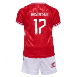 Danmark Victor Kristiansen #17 Hjemmedraktsett Barn EM 2024 Kortermet (+ Korte bukser)