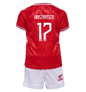 Danmark Victor Kristiansen #17 Hjemmedraktsett Barn EM 2024 Kortermet (+ Korte bukser)