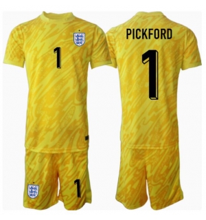 England Jordan Pickford #1 Keeper Bortedraktsett Barn EM 2024 Kortermet (+ Korte bukser)