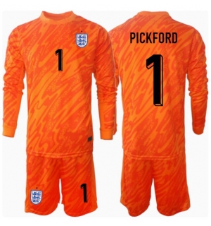 England Jordan Pickford #1 Keeper Hjemmedraktsett Barn EM 2024 Langermet (+ Korte bukser)