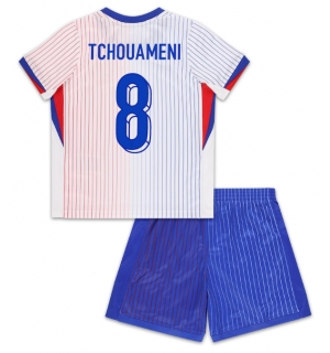 Frankrike Aurelien Tchouameni #8 Bortedraktsett Barn EM 2024 Kortermet (+ Korte bukser)