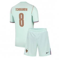Frankrike Aurelien Tchouameni #8 Bortedraktsett Barn VM 2026 Kortermet (+ Korte bukser)