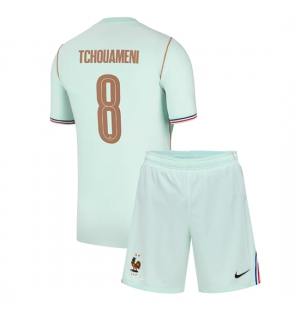 Frankrike Aurelien Tchouameni #8 Bortedraktsett Barn VM 2026 Kortermet (+ Korte bukser)
