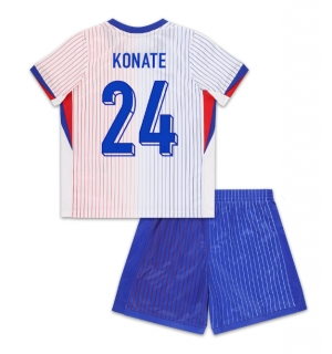 Frankrike Ibrahima Konate #24 Bortedraktsett Barn EM 2024 Kortermet (+ Korte bukser)