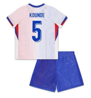 Frankrike Jules Kounde #5 Bortedraktsett Barn EM 2024 Kortermet (+ Korte bukser)