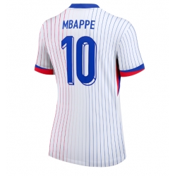 Frankrike Kylian Mbappe #10 Bortedrakt Dame EM 2024 Kortermet