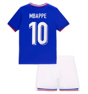 Frankrike Kylian Mbappe #10 Hjemmedraktsett Barn EM 2024 Kortermet (+ Korte bukser)