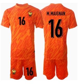Frankrike Mike Maignan #16 Keeper Bortedraktsett Barn EM 2024 Kortermet (+ Korte bukser)