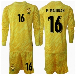 Frankrike Mike Maignan #16 Keeper Hjemmedraktsett Barn EM 2024 Langermet (+ Korte bukser)