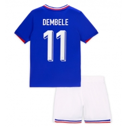 Frankrike Ousmane Dembele #11 Hjemmedraktsett Barn EM 2024 Kortermet (+ Korte bukser)