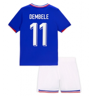 Frankrike Ousmane Dembele #11 Hjemmedraktsett Barn EM 2024 Kortermet (+ Korte bukser)