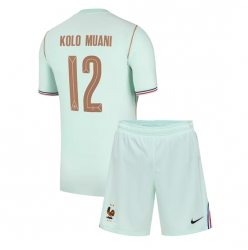 Frankrike Randal Kolo Muani #12 Bortedraktsett Barn VM 2026 Kortermet (+ Korte bukser)