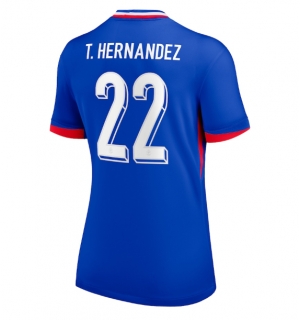 Frankrike Theo Hernandez #22 Hjemmedrakt Dame EM 2024 Kortermet