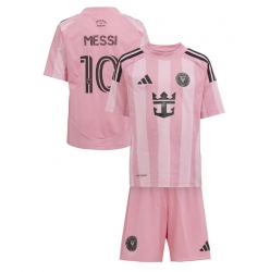 Inter Miami Lionel Messi #10 Hjemmedraktsett Barn 2025-26 Kortermet (+ Korte bukser)