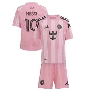 Inter Miami Lionel Messi #10 Hjemmedraktsett Barn 2025-26 Kortermet (+ Korte bukser)