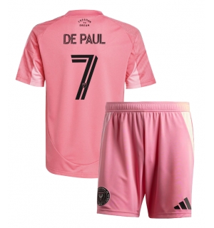 Inter Miami Rodrigo De Paul #7 Hjemmedraktsett Barn 2025-26 Kortermet (+ Korte bukser)