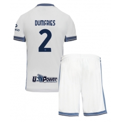 Inter Milan Denzel Dumfries #2 Bortedraktsett Barn 2024-25 Kortermet (+ Korte bukser)
