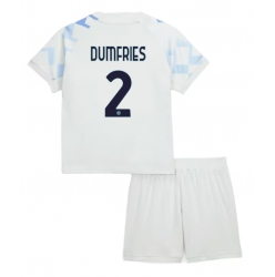 Inter Milan Denzel Dumfries #2 Bortedraktsett Barn 2025-26 Kortermet (+ Korte bukser)