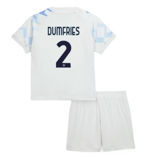 Inter Milan Denzel Dumfries #2 Bortedraktsett Barn 2025-26 Kortermet (+ Korte bukser)